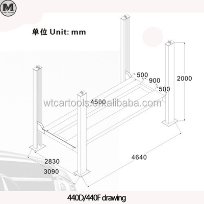 Capacità di sollevamento 4000 kg 4 Post Car Lift 4720mm Lunghezza 2.2KW Potenza del motore