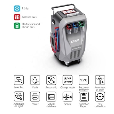 3/8HP Compressore X568 Auto AC Recovery Machine con funzione di scarico e incorporato in stampante