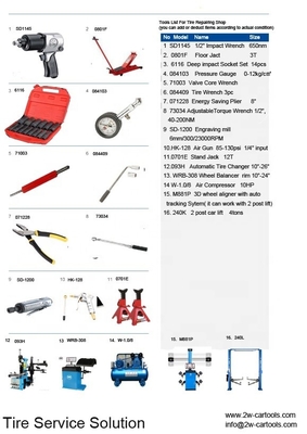 W-1.0/8 attrezzature per officine di pneumatici con compressore d'aria da 10 CV e jack di 12 T