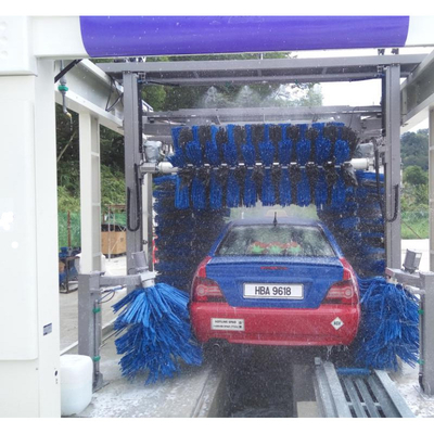 Lavatrice di auto a tunnel completamente automatica Lavatrice di auto ad alta pressione 10 spazzole Lavatrici di auto a rotazione Sistemi di controllo PLC Attrezzature automatiche di lavaggio auto