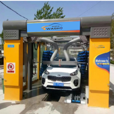 Lavatrice di auto a tunnel completamente automatica Lavatrice di auto ad alta pressione 10 spazzole Sistemi di lavaggio di auto rollover Sistema di controllo PLC