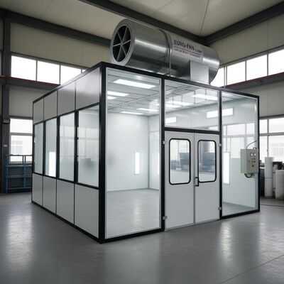 Cabina di verniciatura per auto con installazione in loco con ventola di aspirazione dell'aria tipo europeo da 5,5 kW e bruciatore diesel G10 per la rifinitura automobilistica