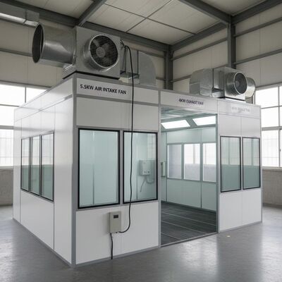 5.5KW European Type Air Intake Fan Car Spray Booth con parete da 50 mm e G10 Diesel Burner per Auto Body Spray Booth