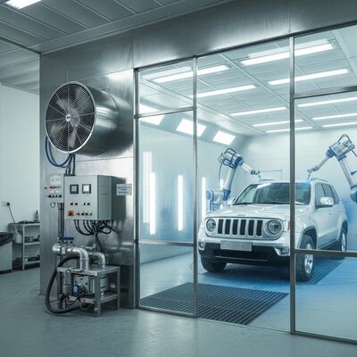 Car Spray Booth con ventilatore di aspirazione dell'aria di tipo europeo da 5,5 kW 300 mm Base struttura in acciaio e altezza regolabile del banco 40cm - 118cm